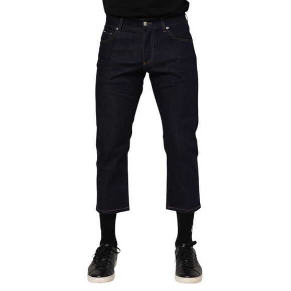Dolce & Gabbana Dark Blue Cotton Logo Slim Fit Men Denim Men's Jeans